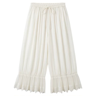 女生镂空蕾丝系带七分灯笼裤 Cutout lace lace cropped bloomers