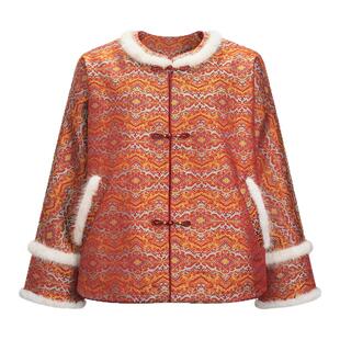 【安和】莨西子新中式国风过年年服喜庆红色棉服外套女秋冬桑蚕丝