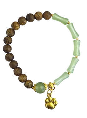 奇楠沉香竹节和田玉弹力绳手串女