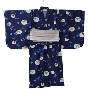 包邮日本男童防皱正装振袖和服浴衣配腰带儿童和服浴衣男烟火日式