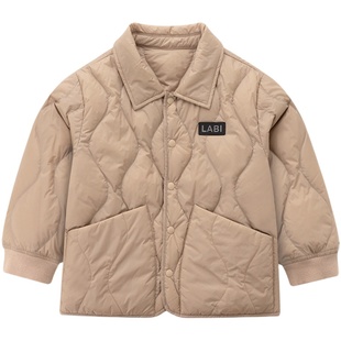 拉比儿童羽绒服25秋冬新款男女童白鸭绒外套翻领保暖童装羽绒服