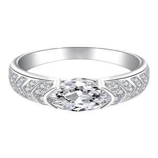 恶魔之眼锆石戒指1克拉高碳钻s925银异形菱形马眼钻戒指闭口小众