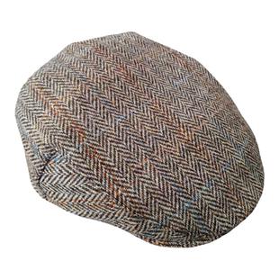 休闲百搭复古纯羊毛鸭舌帽男女平顶帽子哈里斯粗花呢HarrisTweed