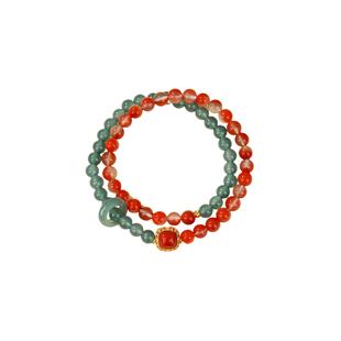 保山南红手串官方正品天然冰飘红玛瑙手链翡翠蓝水双圈生日送女友