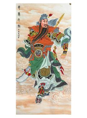 关公关羽农村中堂画手绘玄关装饰画竖幅卷轴忠义千秋财神爷挂画