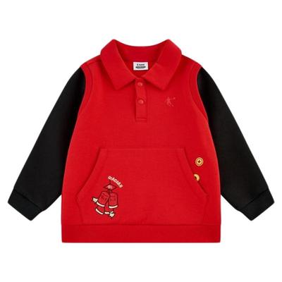 乔丹儿童男童红色卫衣宝宝新年装小童翻领套头拜年服上衣T8517182