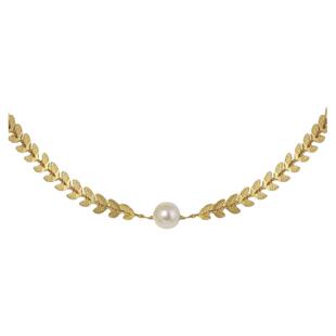 AU750黄金D色莫桑石天然淡水珍珠麦穗项链锁骨链纯银个性百搭温柔