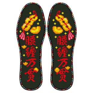 新款花边纯棉十字绣鞋垫手工自己绣半成品鞋垫年轻人的十字绣鞋垫