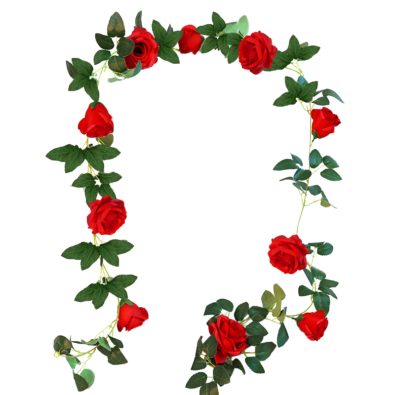 仿真床头花玫瑰卧室假花藤条沙发婚礼房布置结婚装饰花藤空调管道