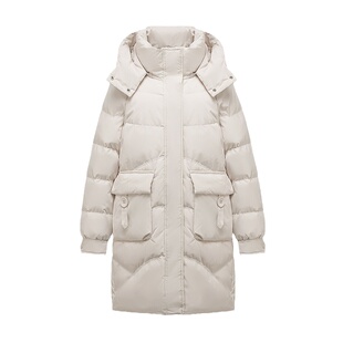 2025新款羽绒服女秋冬中长款加厚宽松连帽白鸭绒时尚小个子外套潮