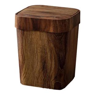 JOJO'S L. PD.杂货先生.家用仿木纹垃圾桶按压带盖客厅 | 搬桐