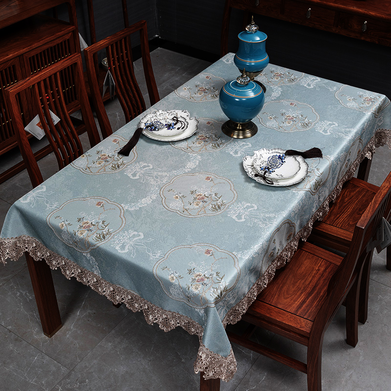 新中式玉楼方桌布正方形家用长方形布艺茶几台布餐桌布桌布