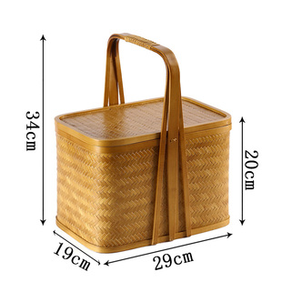 竹制品手工竹编茶具收纳盒复古食盒茶箱糖果盒送餐篮野餐篮手提篮