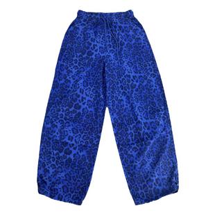 蓝色豹纹工装裤嘻哈街舞套装潮牌女团爵士跳舞服装成人年会演出服