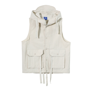 MRCYC美式复古工装连帽马甲男款夏季宽松小众设计感无袖坎肩外套