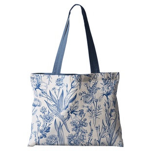 青花复古大容量拉链布包单肩包包手提袋袋定制布袋通勤包帆布包