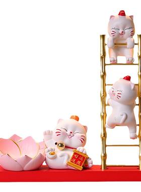 招财猫钥匙收纳玄关摆件步步高升