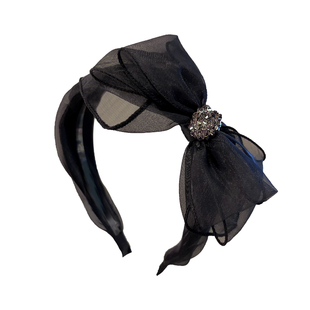 欧根纱多层大蝴蝶结发箍蕾丝网纱镶钻高档头箍甜美百搭宽边头饰卡