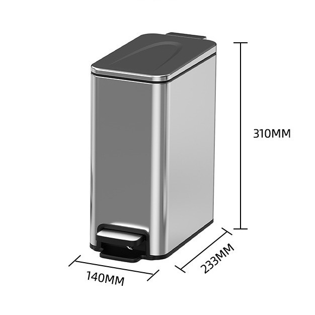 1新款家用厨房客厅不锈钢垃圾桶轻桶脚踏式收纳大容量盖带奢