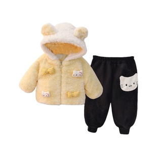 女童冬装套装2026新款洋气时髦儿童秋冬季韩系加绒宝宝加厚毛毛衣