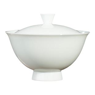 三勤堂高脚白瓷盖碗泡茶盖碗不烫手家用单个高档二才小号功夫茶具