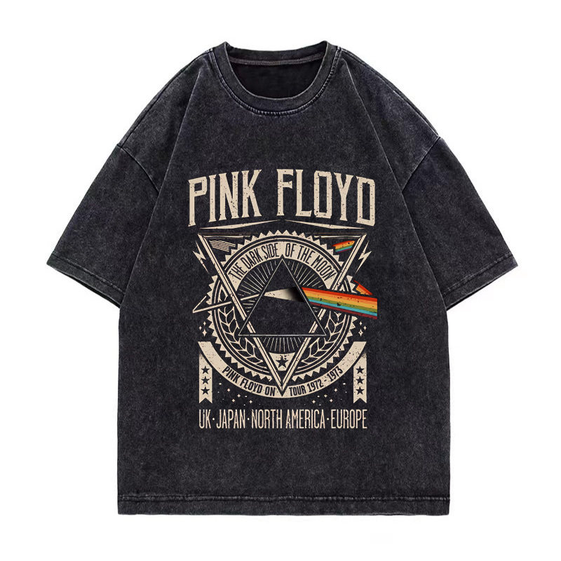 vintage摇滚水爷Pink Floyd平克弗洛伊德短袖T恤男美式水洗复古潮
