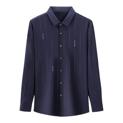 保罗男款条纹免烫衬衫男加绒加厚