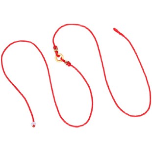 999足金本命年平安扣红绳腰链女生肖蛇3D黄金转运珠腰绳红腰带男