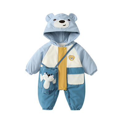 婴儿夹棉连体衣男宝宝冬装小月龄多巴胺穿搭冬季外出服加厚抱抱服