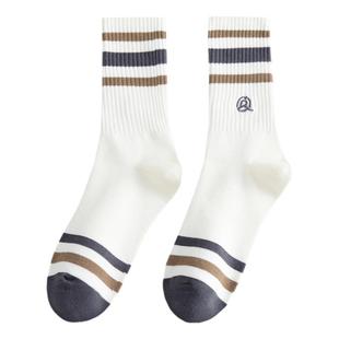 ADCACRORR无骨长袜子男生秋冬季短袜纯棉运动条纹字母R中筒袜男潮