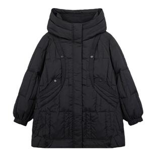 古木夕羊2024冬时尚百搭立领连帽90鸭绒羽绒服女减龄气质保暖外套