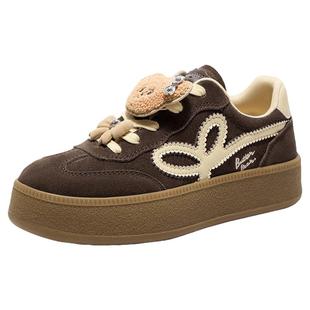 TATA他她黄油小熊联名加绒德训鞋2025新款运动休闲板鞋GXY01CM5