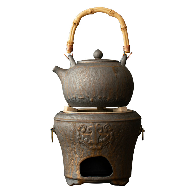 老式煮茶碳炉提梁壶煮茶功夫茶具