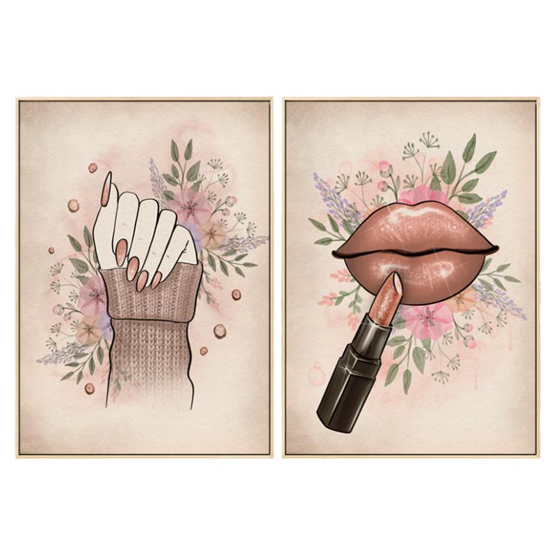 美容院装饰画化妆品店背景墙画