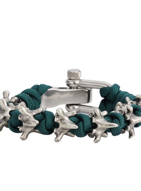 骷髅脊椎伞绳复古风潮流创意手链