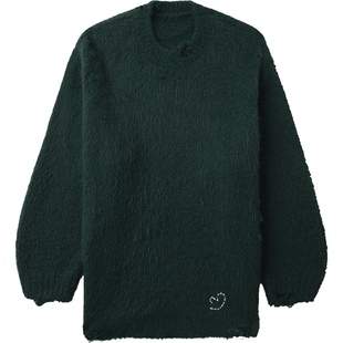 IT ADER error女装圆领毛绒针织衫新款时尚软糯宽松薄毛衣304GNXL