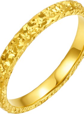周六福黄金戒指足金爆闪碎碎冰碎金金女计价指环手饰节日礼物