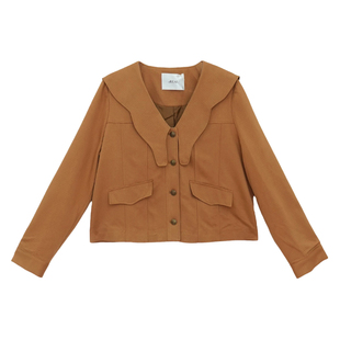 it'real瑞尔春季新款复古长袖设计感波浪翻领休闲外套上衣女装