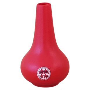 结婚喜庆用品陶瓷花瓶客厅摆件假花桌面装饰婚房布置红鸾插花一对