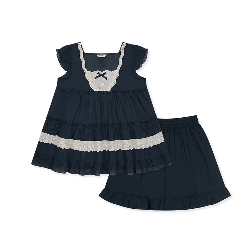 Ullala夏季甜美蕾丝家居服套装女
