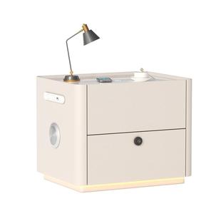 智能床头柜实木家用卧室2025新款轻奢高级感小型指纹锁床边收纳柜