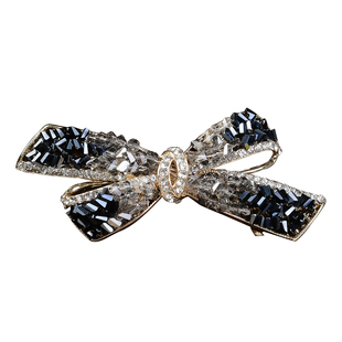 半扎发发夹蝴蝶结发卡黑色水钻后脑勺小号夹子弹簧夹一字夹女发饰