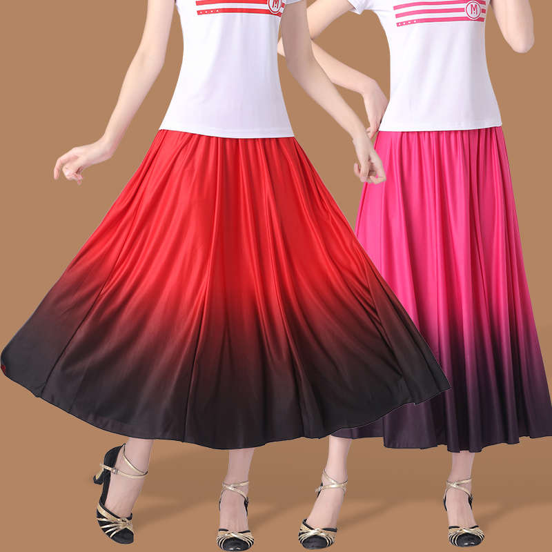 新款广场舞服装裙舞蹈裙跳舞衣服裙子大摆裙渐变裙演出半身裙女夏