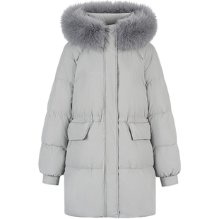 衣香丽影狐狸大毛领羽绒服女冬装连帽中长款2025年新款蓬松感外套