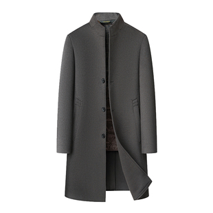 双面呢大衣男士中长款立领休闲90白鹅绒内胆冬新款高档羊毛呢外套