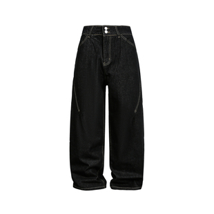 黑色宽松复古直筒牛仔裤男生2025新款秋冬季休闲百搭垂感长裤子