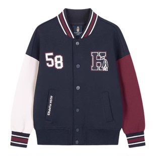 暇步士童装男童棒球服春秋新品中大童学院风休闲外套儿童运动上衣