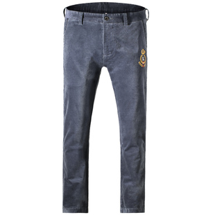 2024冬季新款男加厚直筒平绒休闲裤布鲁斯鲨鱼男士宽松灯芯绒裤子