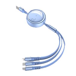 配耐100w超级快充三合一数据线伸缩充电器电镀线一拖三适用vivo苹果华为oppo小米安卓手机平板车载usb闪充66w