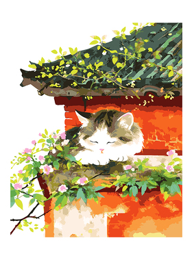 diy数字油画成人动物手工填色丙烯油彩填色画手绘装饰画 秋叶静谧